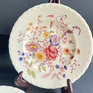 Vernon Kilns Chintz Vintage MCM Dinner Plates 7.5" Set of 6 Floral Hand Painted